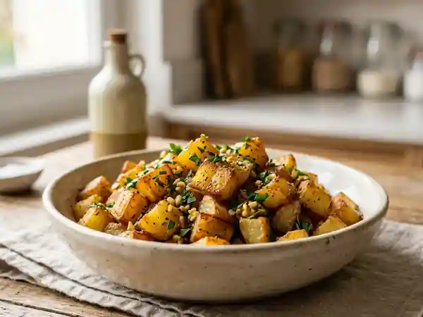 Pommes de terre sautées croustillantes à l'ail - Photo de présentation