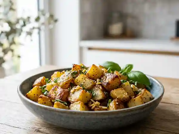 Pommes de terre sautées croustillantes au basilic - Photo de présentation