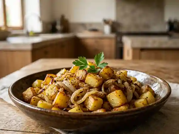 Pommes de terre sautées et oignons fondants - Photo de présentation