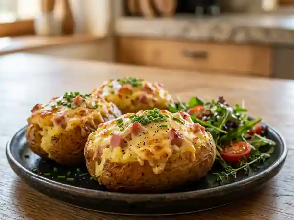 Pommes de terre farcies au jambon fondant - Photo de présentation