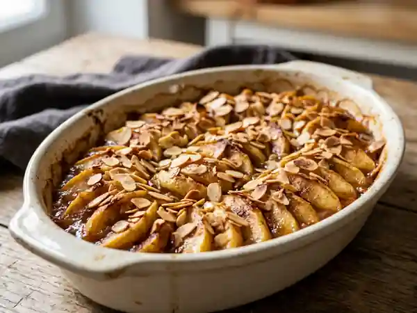 Pommes fondantes et amandes grillées au four - Photo de présentation