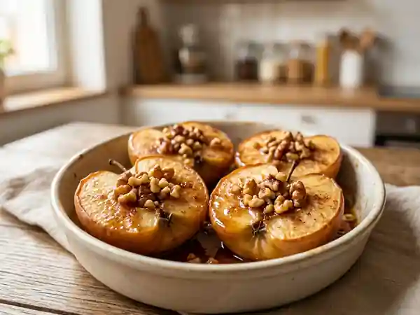 Pommes rôties au miel et aux noix croquantes : dessert gourmand et sain - Photo de présentation
