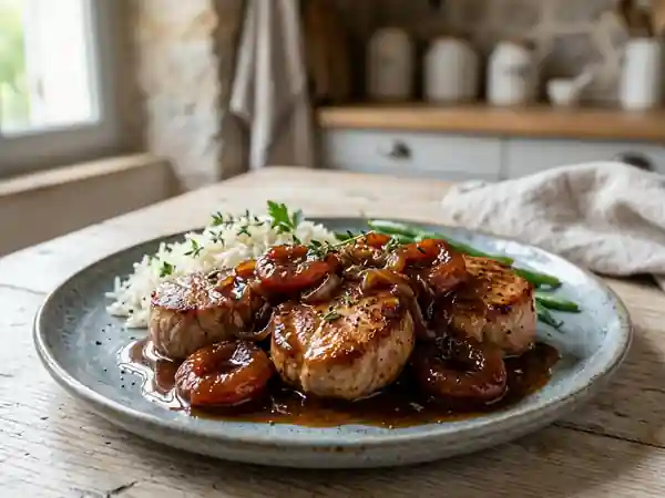 Médaillons de porc laqués aux abricots - Photo de présentation