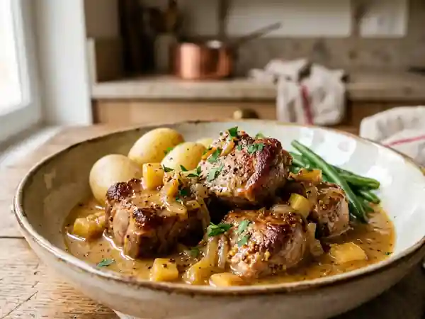 Porc au cidre fondant et pommes acidulées - Photo de présentation