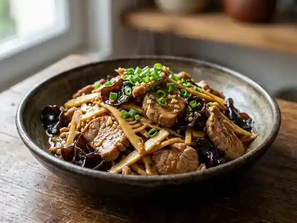 Porc fondant aux bambous et champignons noirs - Photo de présentation