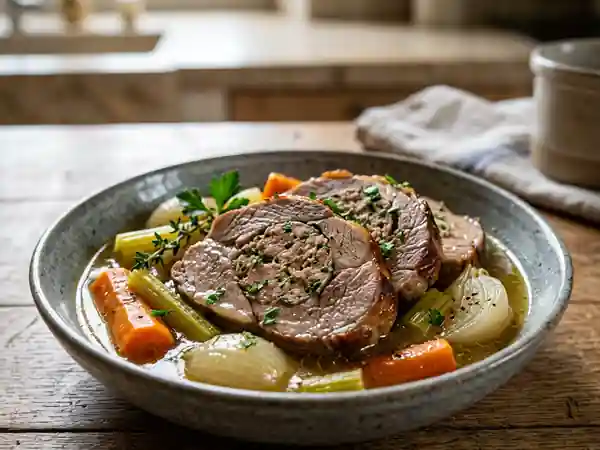 Pot-au-feu de veau farci fondant - Photo de présentation