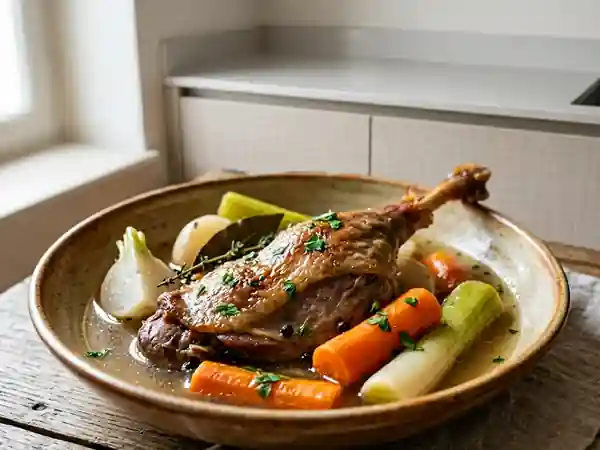 Pot-au-feu d'oie fondant aux légumes - Photo de présentation