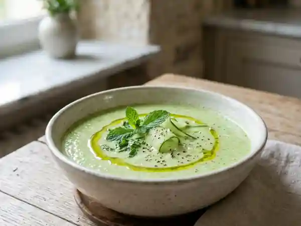Potage frais au concombre : recette légère et rafraîchissante - Photo de présentation