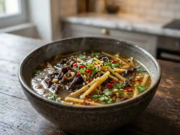 Potage Piquant Bambou et Champignons Noirs - Photo de présentation