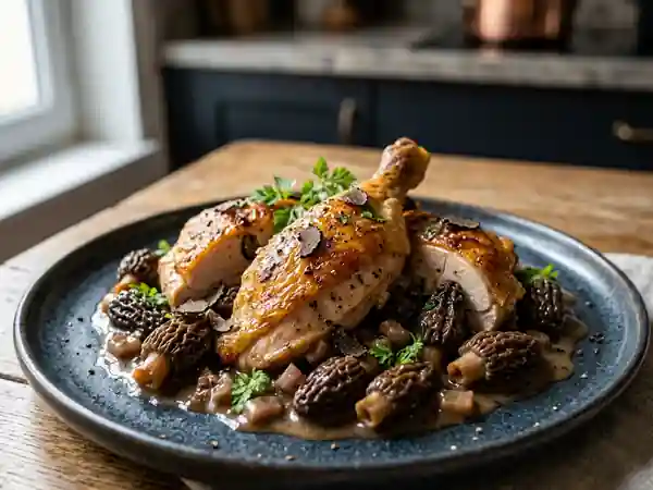 Poularde onctueuse aux morilles et jus de truffe - Photo de présentation