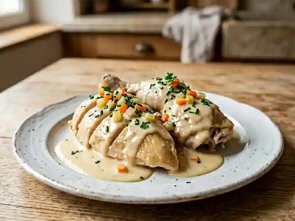 Poularde fondante et sa sauce suprême - Photo de présentation