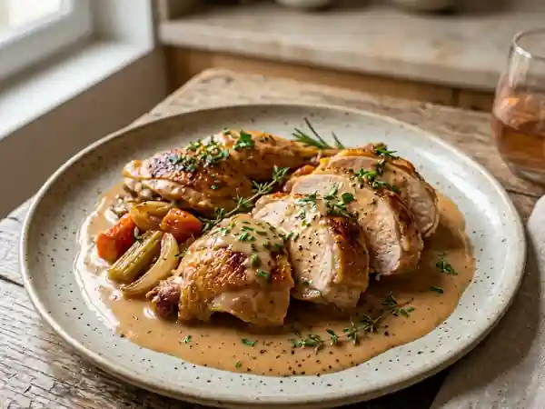Poularde Fondante au Rosé d'Anjou et Crème - Photo de présentation