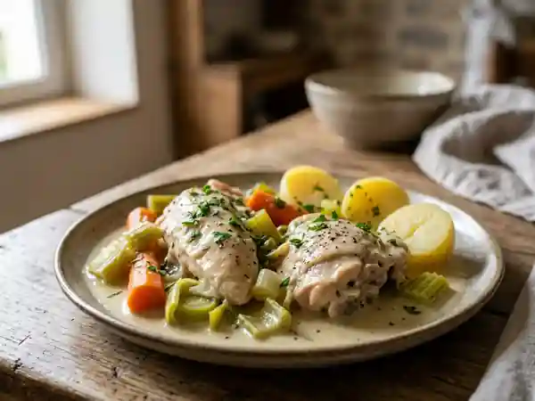 Poule au blanc onctueuse au Calvados - Photo de présentation