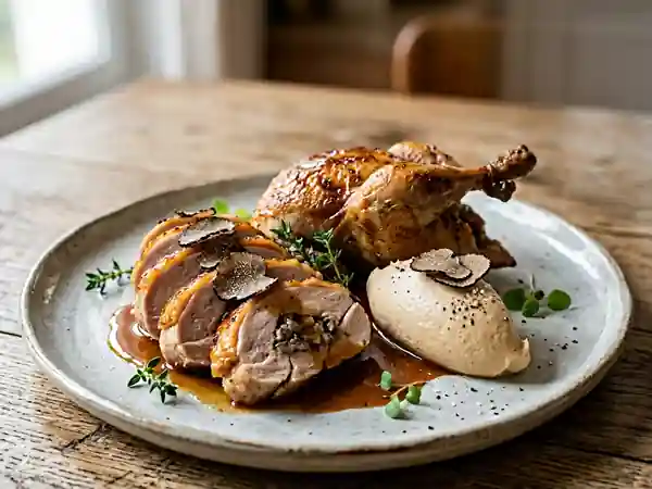 Faisane Rôtie aux Truffes et Mousse de Foie Gras - Photo de présentation
