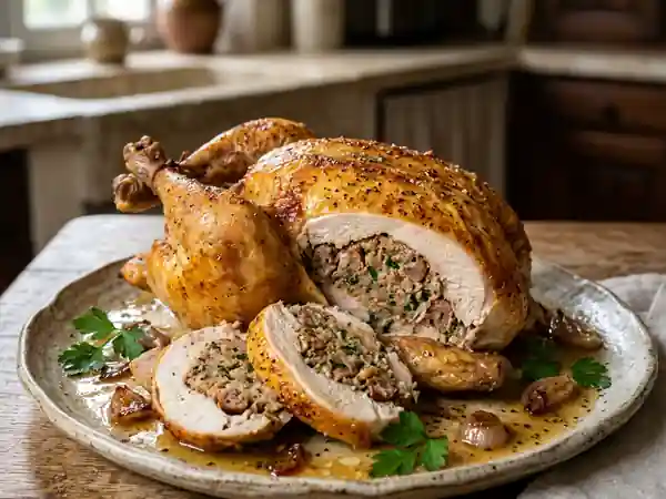 Poule farcie traditionnelle aux saveurs gourmandes - Photo de présentation