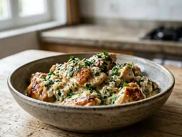 Poulet fondant à la crème et échalotes - Photo de présentation