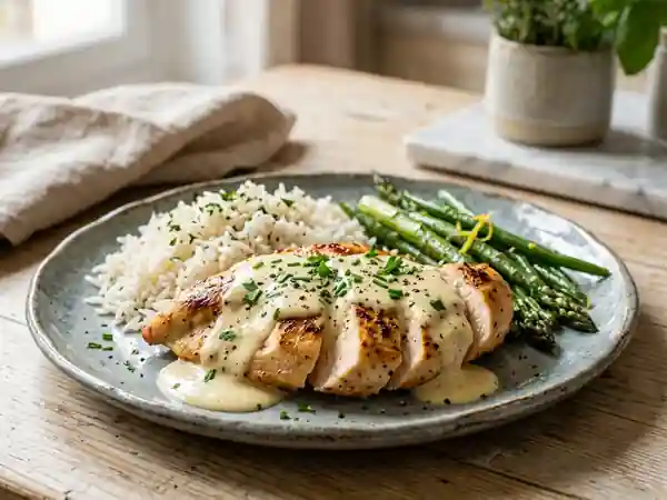 Poulet à la sauce légère et savoureuse - Photo de présentation
