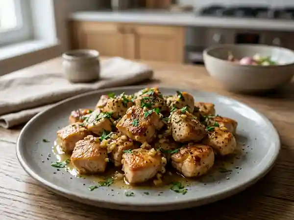 Poulet doré à l'ail et beurre persillé - Photo de présentation