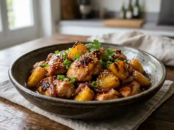 Poulet à l'ananas exotique : recette savoureuse et facile - Photo de présentation