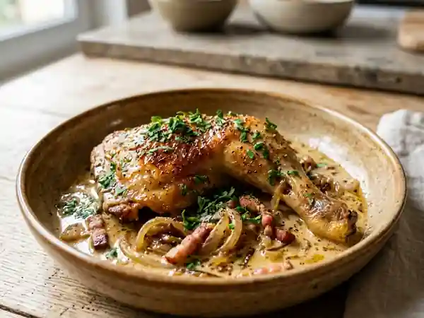 Poulet à l'alsacienne fondant et crémeux - Photo de présentation