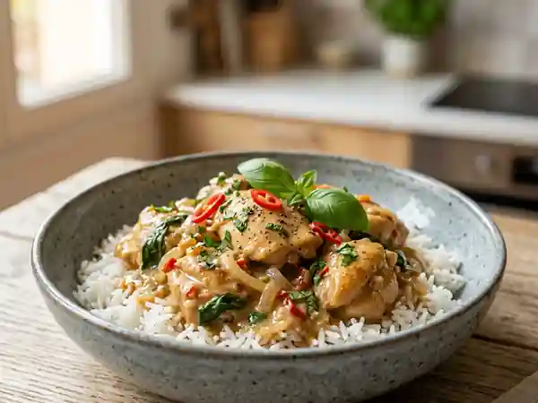 Poulet au basilic et lait de coco : recette savoureuse et facile - Photo de présentation