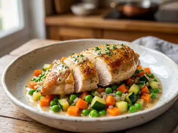 Poulet au champagne et légumes fondants - Photo de présentation