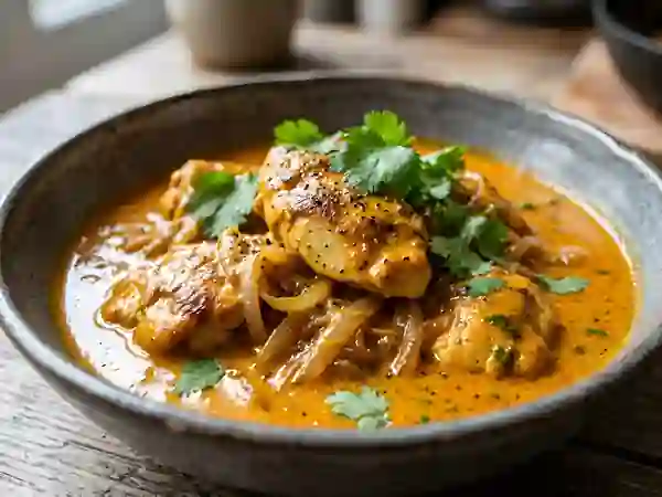 Poulet au curry crémeux et échalotes - Photo de présentation