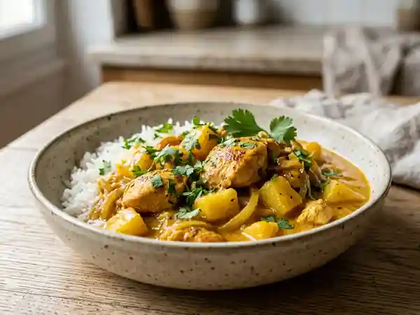 Poulet au curry et ananas : recette exotique savoureuse et facile - Photo de présentation