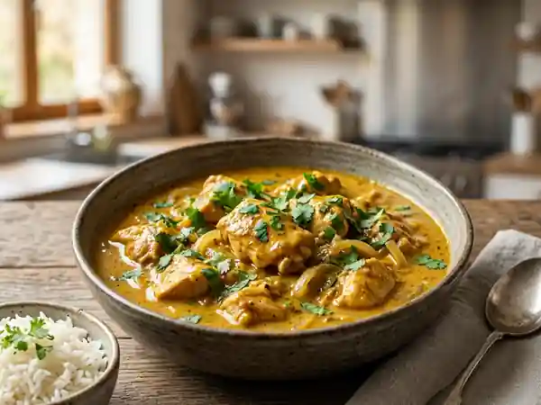 Poulet curry-miel fondant et coco - Photo de présentation