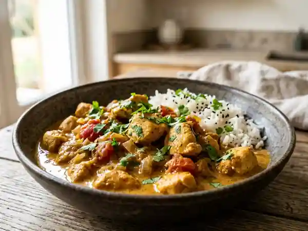 Poulet au curry et tomates : recette savoureuse et facile - Photo de présentation