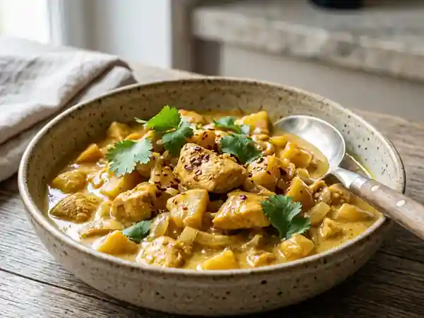 Poulet au curry fondant et pommes acidulées - Photo de présentation