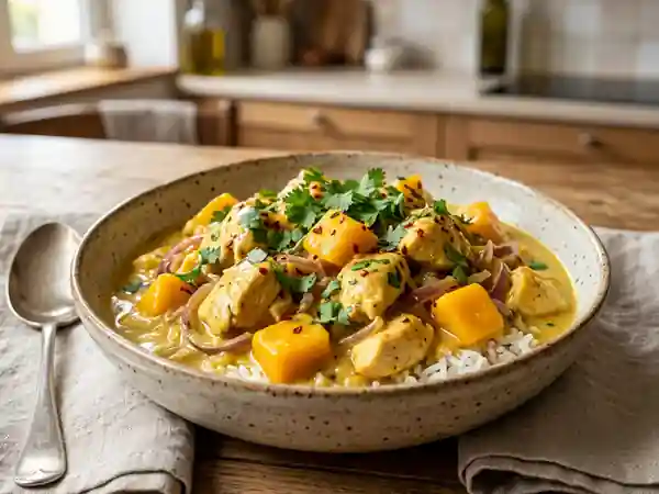 Poulet au curry fruité : recette savoureuse et exotique - Photo de présentation