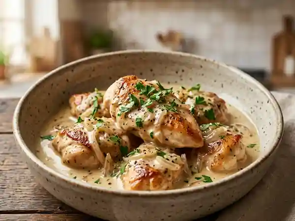 Poulet au Riesling facile et savoureux : recette traditionnelle alsacienne - Photo de présentation