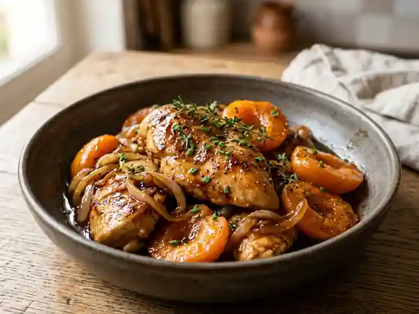 Poulet caramélisé aux abricots fondants - Photo de présentation
