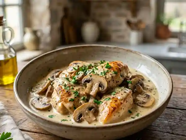 Poulet aux champignons crémeux : recette facile et savoureuse - Photo de présentation