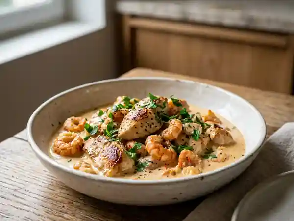 Poulet aux écrevisses express : recette savoureuse et rapide - Photo de présentation