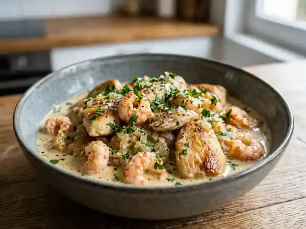 Poulet aux écrevisses et crème onctueuse - Photo de présentation