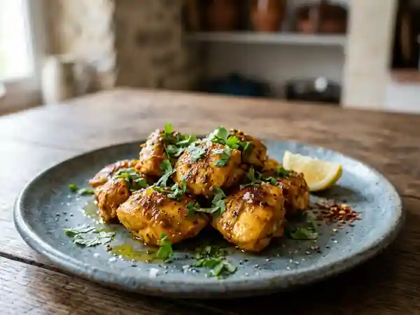Émincé de poulet doré aux épices - Photo de présentation
