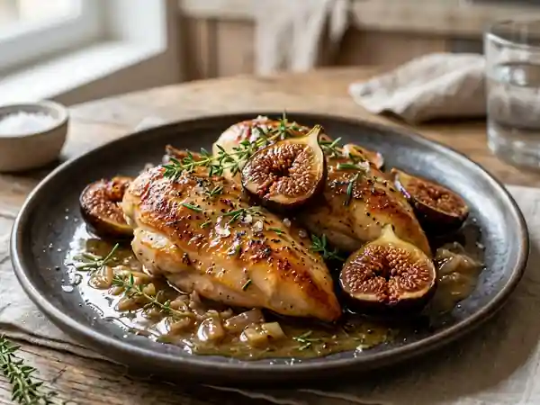 Poulet caramélisé aux figues et vin blanc - Photo de présentation