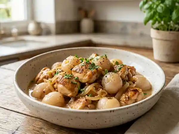 Poulet fondant au lait de coco et litchis - Photo de présentation