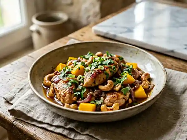Poulet mangue-cajou croustillant et acidulé - Photo de présentation