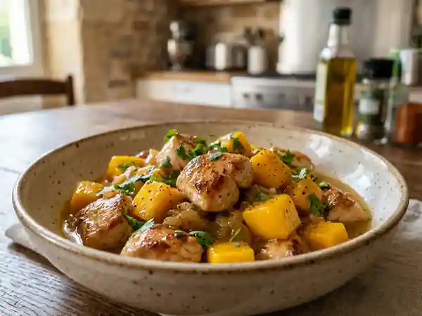 Poulet aux mangues : recette exotique et savoureuse pour un plat complet - Photo de présentation