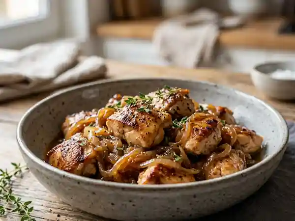 Poulet aux oignons fondants : recette ultra-facile et rapide - Photo de présentation