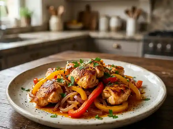 Poulet fondant au paprika et poivrons croquants - Photo de présentation