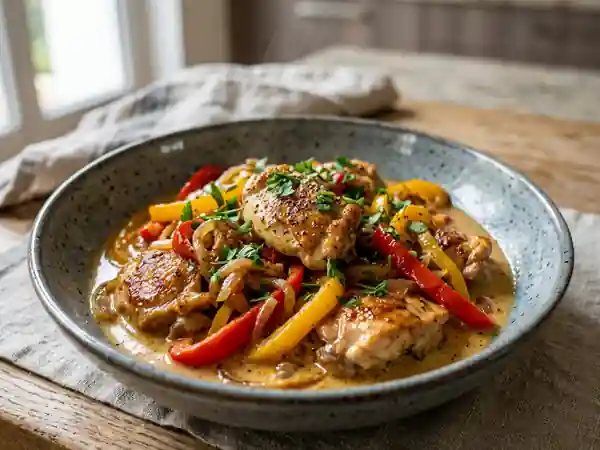 Poulet fondant aux poivrons et Banyuls - Photo de présentation
