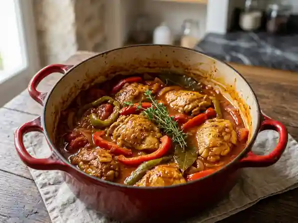 Poulet basquaise fondant au parfum d'Armagnac - Photo de présentation