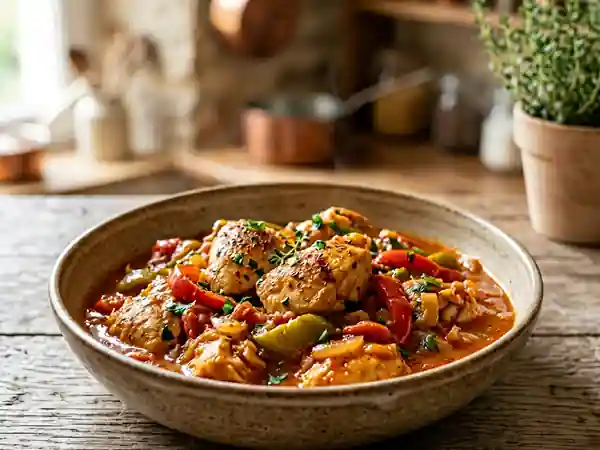 Poulet Basquaise fondant aux poivrons - Photo de présentation