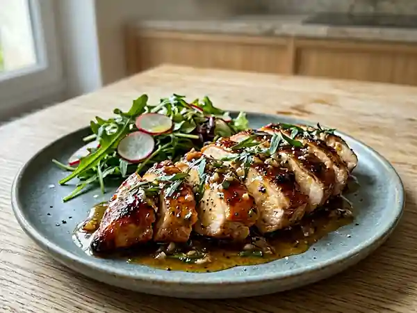 Poulet laqué au miel et estragon frais - Photo de présentation