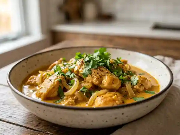 Poulet coco crémeux au curry : recette facile et savoureuse - Photo de présentation
