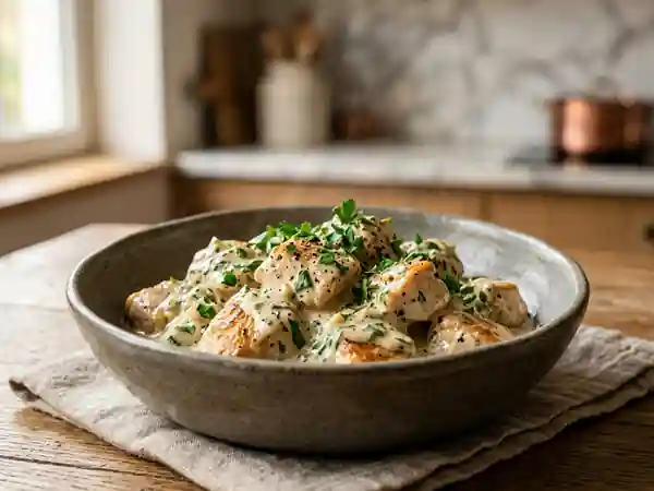 Poulet fondant sauce Boursin et ail - Photo de présentation